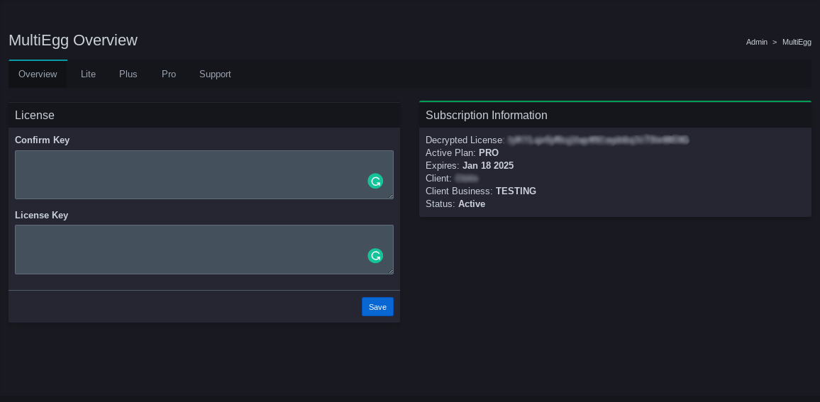 Screenshot photo of MultiEgg in Pterodactyl.io in console.